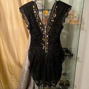 Black lace dress with rhinestone detail